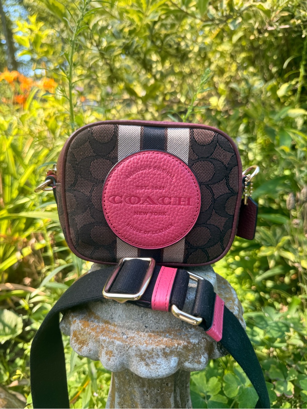 Coach Signature Stripe Dempsey Camera Bag 7057